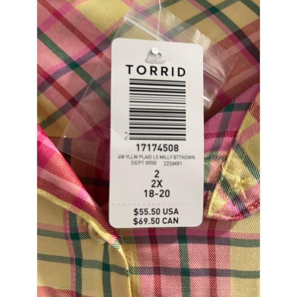 Torrid Lizzie Button-Up Shirt - Twill Multi Plaid NWT Plus Size 2X - Picture 3 of 5